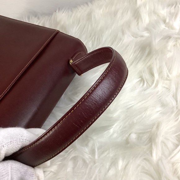 RETRO! 👜👜CARTIER Must Bordeaux Leather Handbag/Kelly Bag - Picture 10 of 13